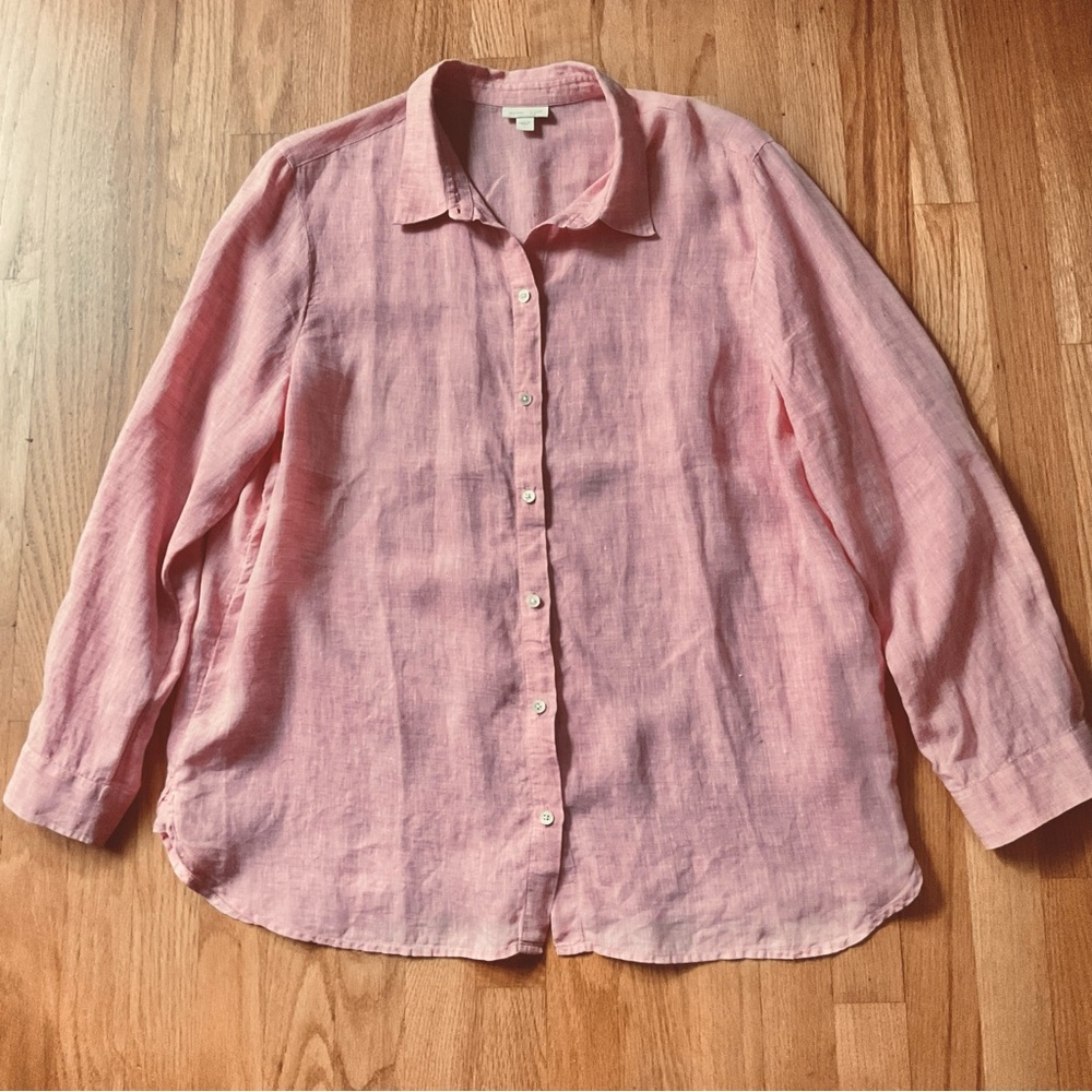 J. Jill linen combo ⭐️ combo tank and button up shirt ⭐️ pink ⭐️ size L - Picture 7 of 8